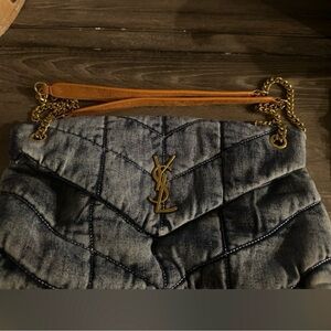 Denim Quilted Shoulder Bag